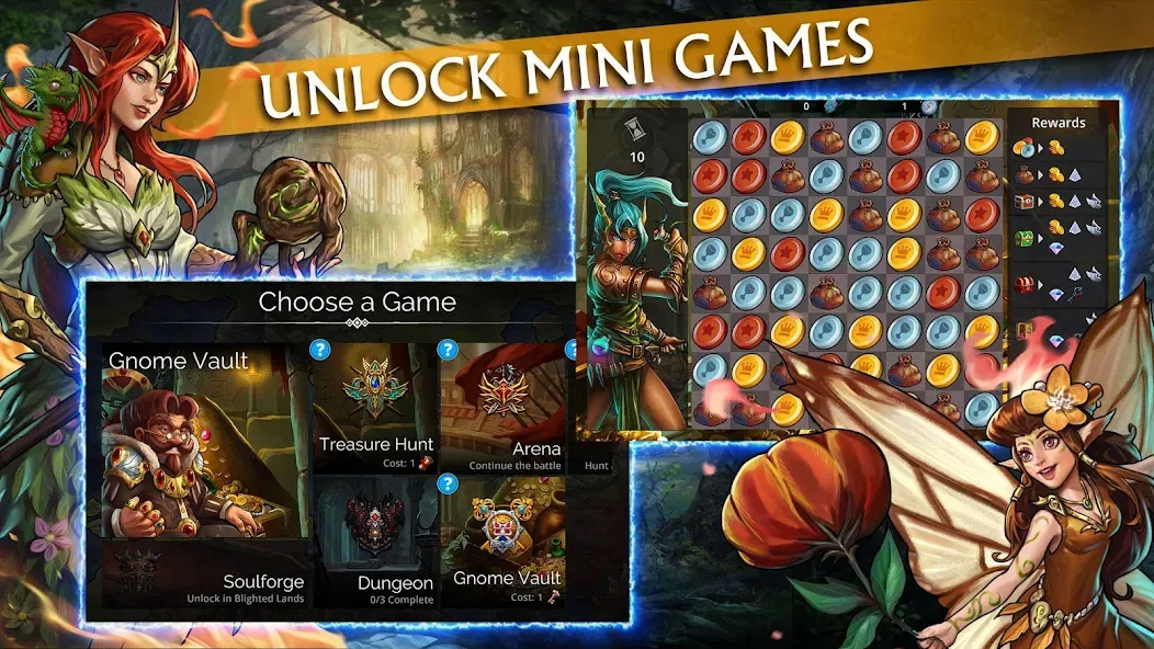 Скачать взломанную Gems of War — Match 3 RPG (Гемс оф Вар)  [МОД Unlocked] — стабильная версия apk на Андроид screen 3