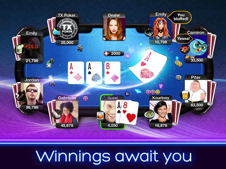 Скачать взломанную TX Poker — Texas Holdem Poker  [МОД Много монет] — последняя версия apk на Андроид screen 2