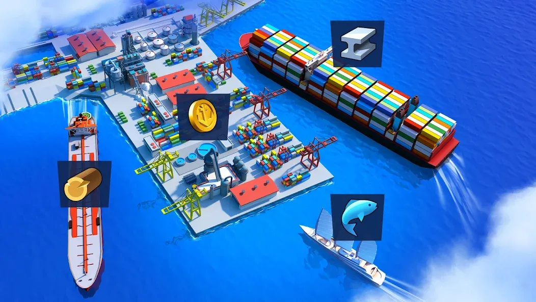 Взломанная Sea Port: Cargo Boat Tycoon (Си Порт)  [МОД Mega Pack] — полная версия apk на Андроид screen 5