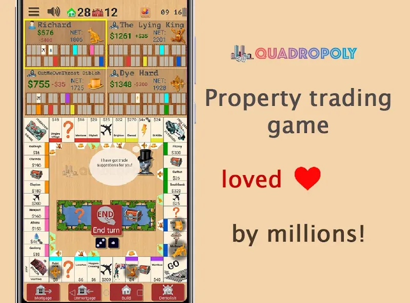 Скачать взломанную Quadropoly — Classic Business  [МОД Все открыто] — последняя версия apk на Андроид screen 1