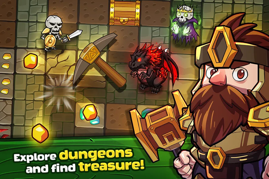 Взлом Mine Quest: Battle Dungeon RPG (Майн Квест)  [МОД Unlimited Money] — последняя версия apk на Андроид screen 1