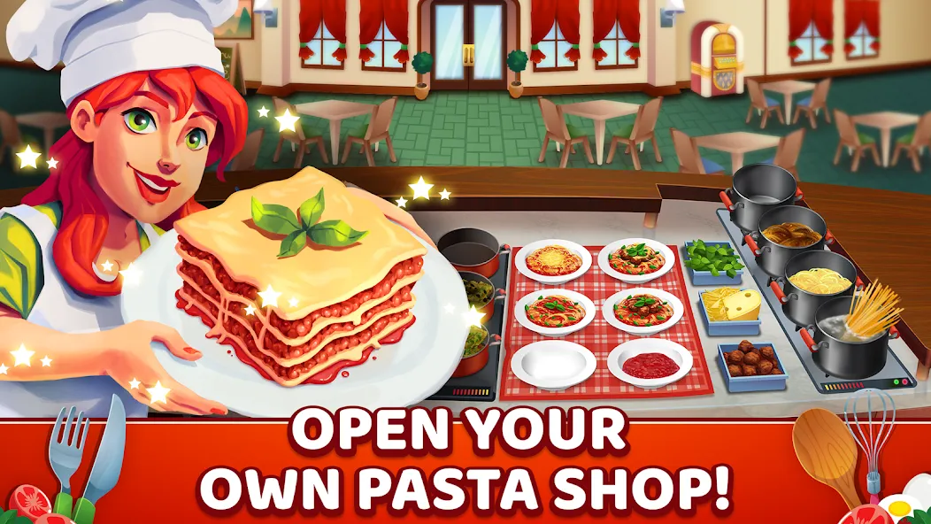 Взломанная My Pasta Shop: Cooking Game (Мой Паста Шоп)  [МОД Unlocked] — полная версия apk на Андроид screen 1