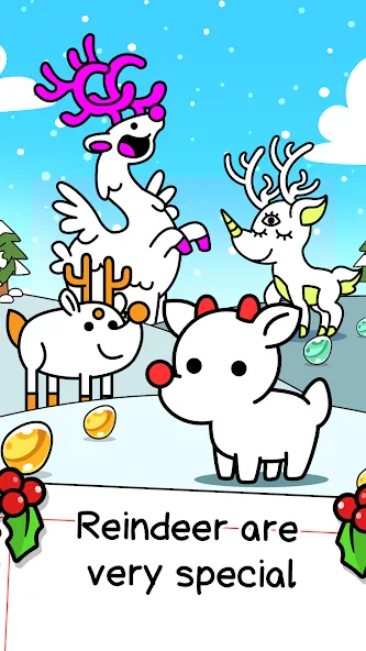 Взломанная Reindeer Evolution: Idle Game (Рейндир Эволюция)  [МОД Много денег] — полная версия apk на Андроид screen 1