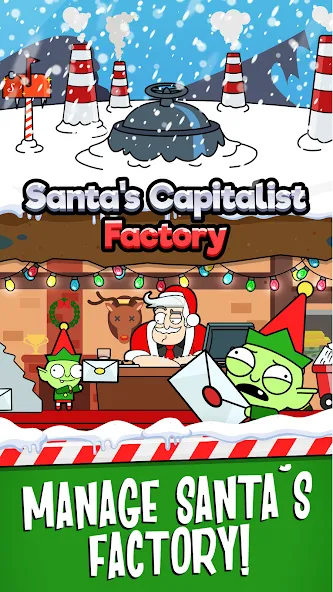 Скачать взломанную Santa’s Capitalist Factory  [МОД Много монет] — полная версия apk на Андроид screen 1