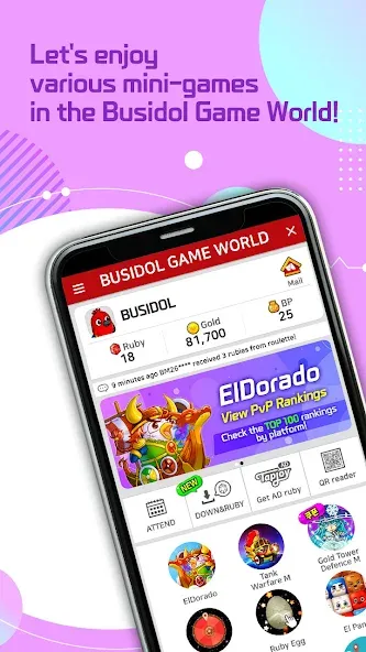 Взлом Busidol Game World (Бусидол Гейм Ворлд)  [МОД Бесконечные деньги] — стабильная версия apk на Андроид screen 1