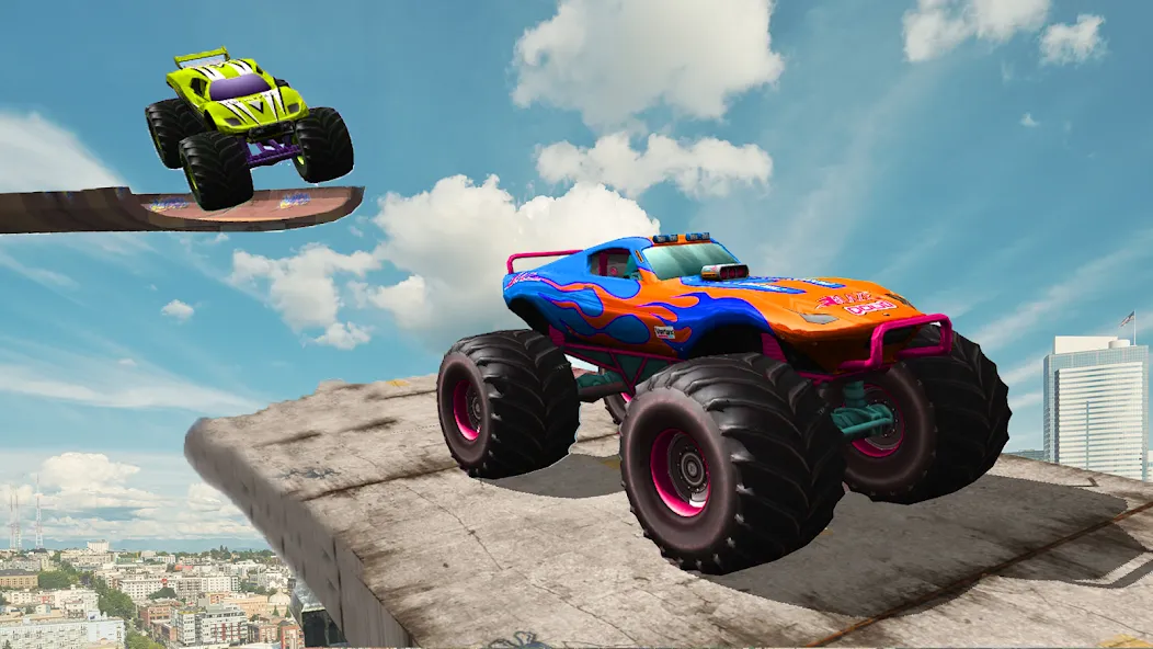 Скачать взломанную Monster Truck Car Game 3d (Монстр Трак Стант)  [МОД Много денег] — полная версия apk на Андроид screen 1