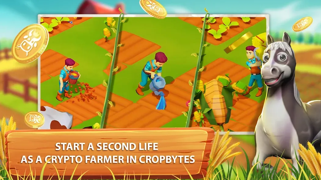 Скачать взломанную CropBytes: A Crypto Farm Game (КропБайтс)  [МОД Все открыто] — стабильная версия apk на Андроид screen 1