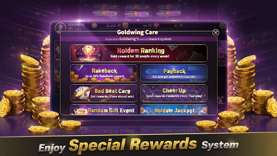 Скачать взломанную GoldWing Casino Global (Голдвинг Казино Глобал)  [МОД Бесконечные монеты] — последняя версия apk на Андроид screen 1