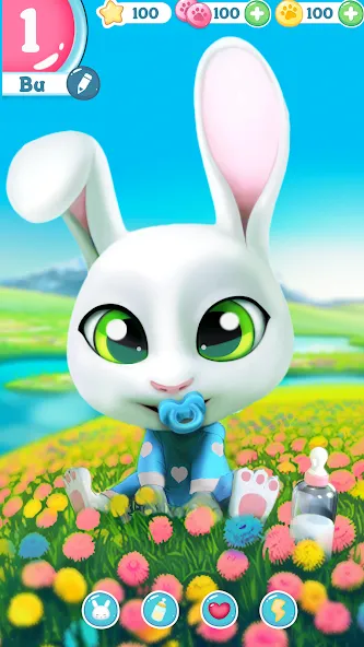 Скачать взломанную Bu Bunny — Cute pet care game  [МОД Unlocked] — полная версия apk на Андроид screen 1