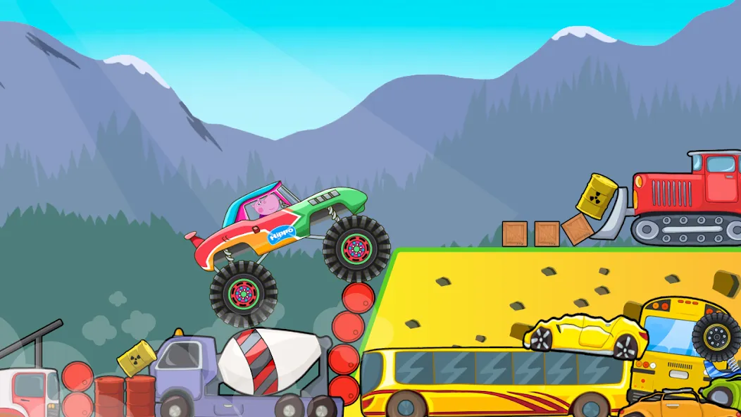 Скачать взломанную Kids Monster Truck Racing Game  [МОД Unlimited Money] — последняя версия apk на Андроид screen 2