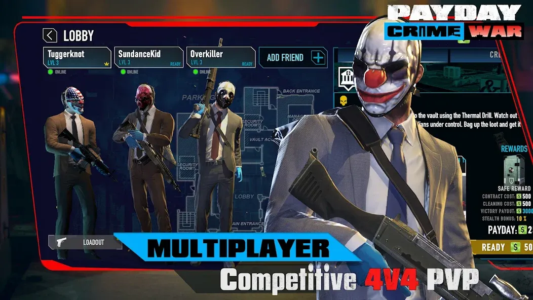 Скачать взлом PAYDAY: Crime War (Пейдей)  [МОД Mega Pack] — последняя версия apk на Андроид screen 5