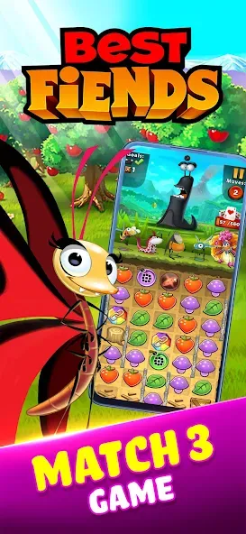 Взломанная Best Fiends — Match 3 Puzzles (Бест Фиендс)  [МОД Unlimited Money] — полная версия apk на Андроид screen 1