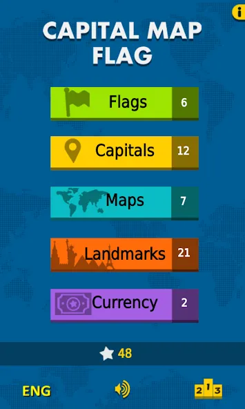 Взломанная Capital Map Flag — geo quiz  [МОД Меню] — последняя версия apk на Андроид screen 1