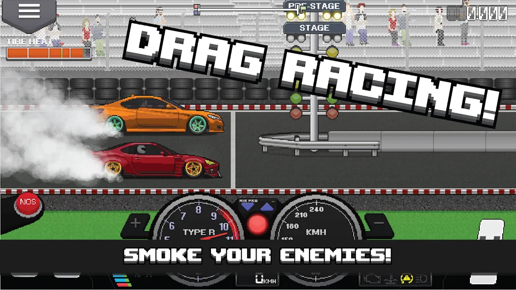 Взлом Pixel Car Racer (Пиксельный гоночный автомобиль)  [МОД Unlocked] — последняя версия apk на Андроид screen 1