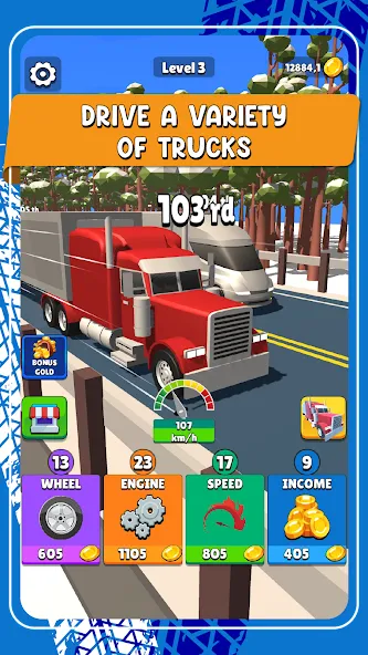 Скачать взломанную Idle Truck Racing : Cybertruck (Айдл Трак Рейсинг)  [МОД Бесконечные деньги] — последняя версия apk на Андроид screen 3