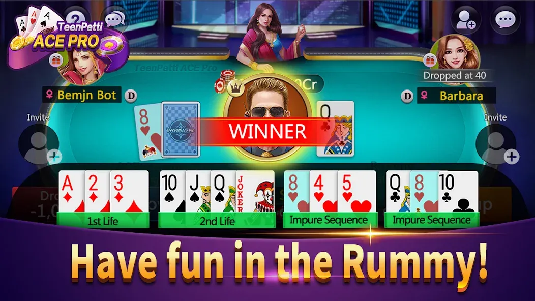 Взлом Teenpatti Ace Pro -poker,rummy (Тинпатти Эйс Про)  [МОД Бесконечные монеты] — полная версия apk на Андроид screen 4