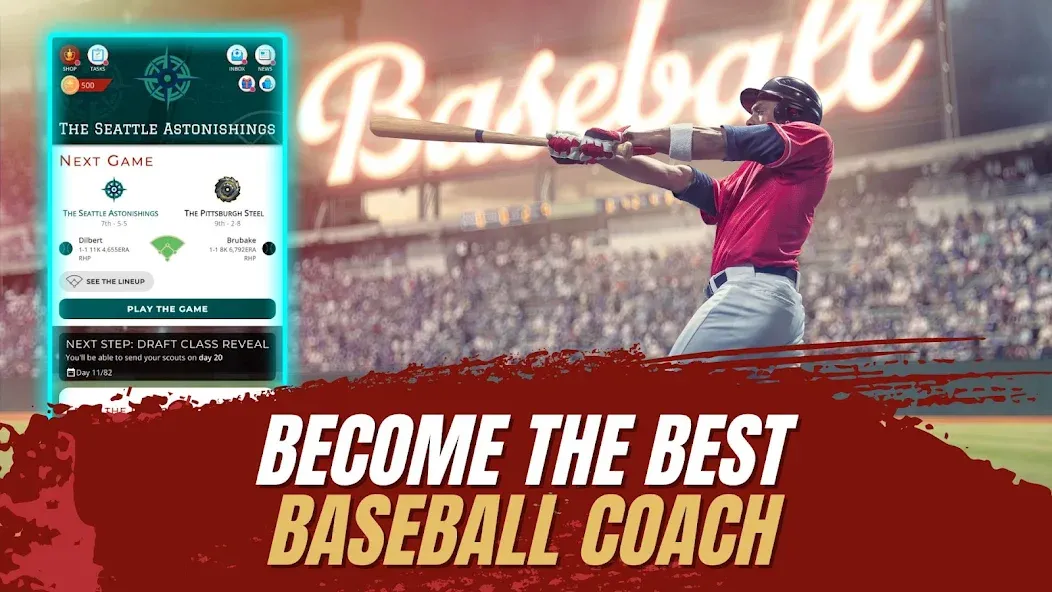 Взлом Astonishing Baseball Manager (Астонишинг Бейсбол Менеджер)  [МОД Бесконечные монеты] — полная версия apk на Андроид screen 1