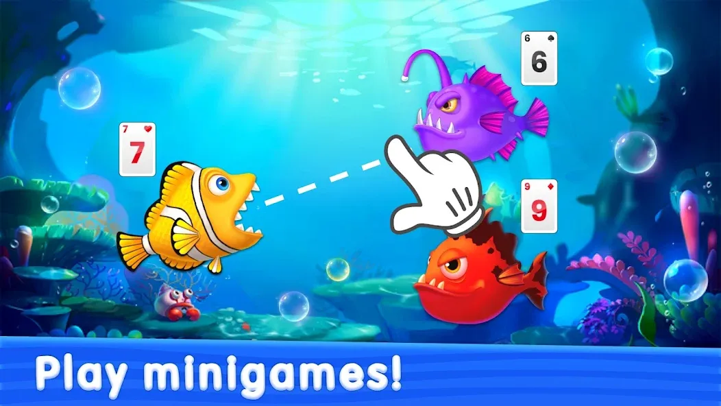 Взломанная Solitaire TriPeaks: Aquarium (Солитер ТриПикс)  [МОД Unlimited Money] — последняя версия apk на Андроид screen 1