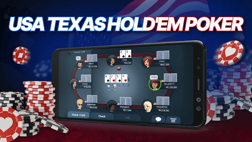 Взломанная Appeak Poker – Texas Holdem (Аппик покер)  [МОД Бесконечные деньги] — стабильная версия apk на Андроид screen 1