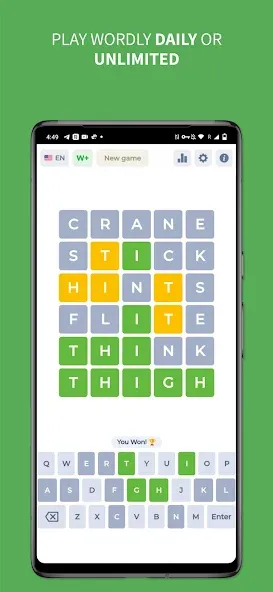 Скачать взлом Wordly — Daily Word Game  [МОД Меню] — последняя версия apk на Андроид screen 1