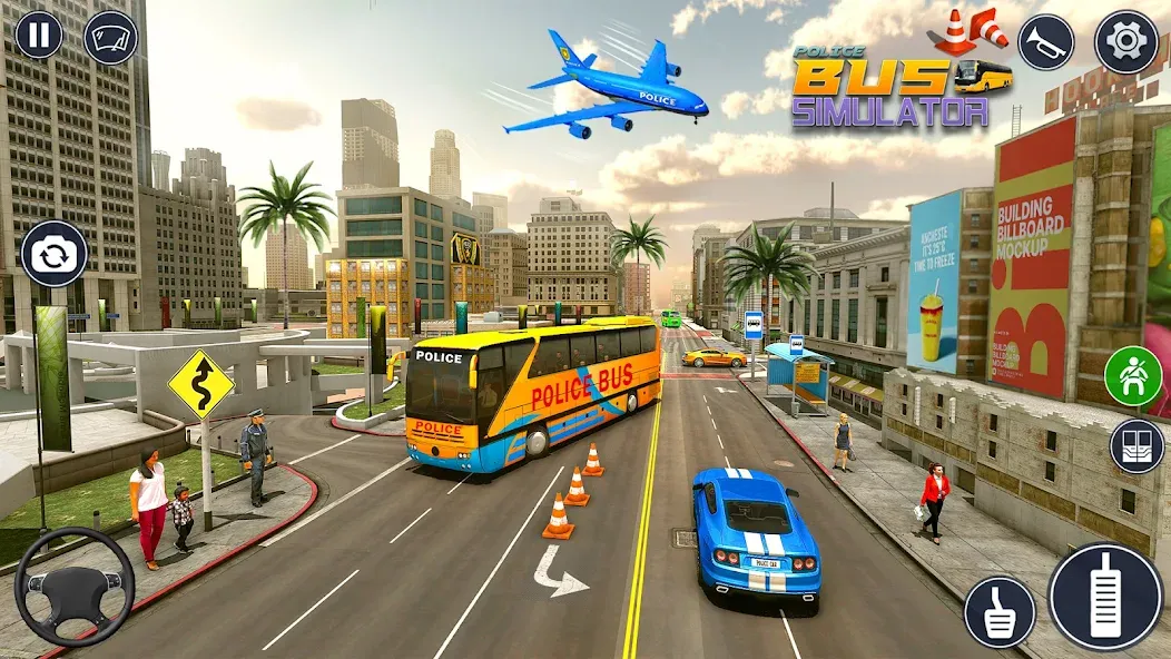 Взломанная Police Bus Simulator Bus Games  [МОД Все открыто] — стабильная версия apk на Андроид screen 4