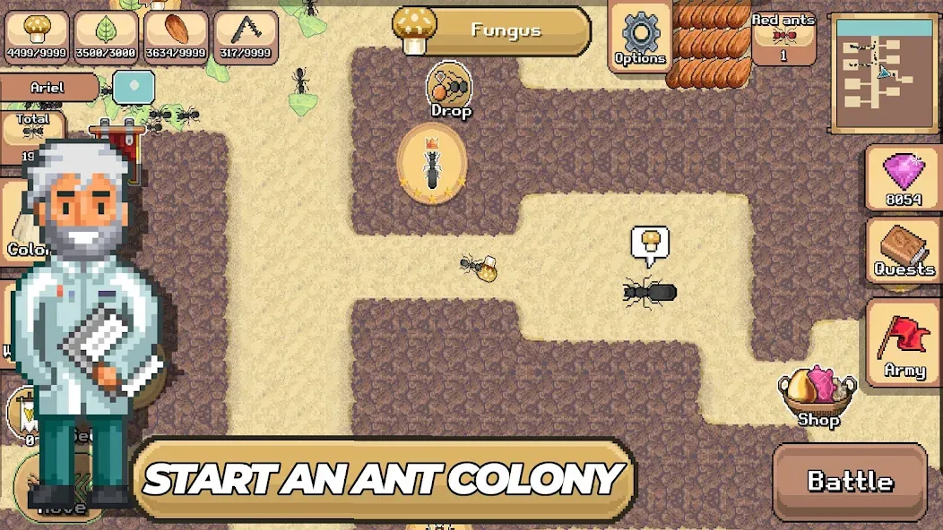 Скачать взломанную Pocket Ants: Colony Simulator (Покет Муравьи)  [МОД Mega Pack] — полная версия apk на Андроид screen 1