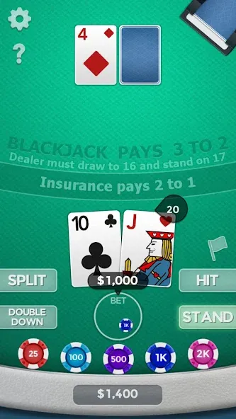 Скачать взломанную Blackjack 21  [МОД Меню] — последняя версия apk на Андроид screen 5