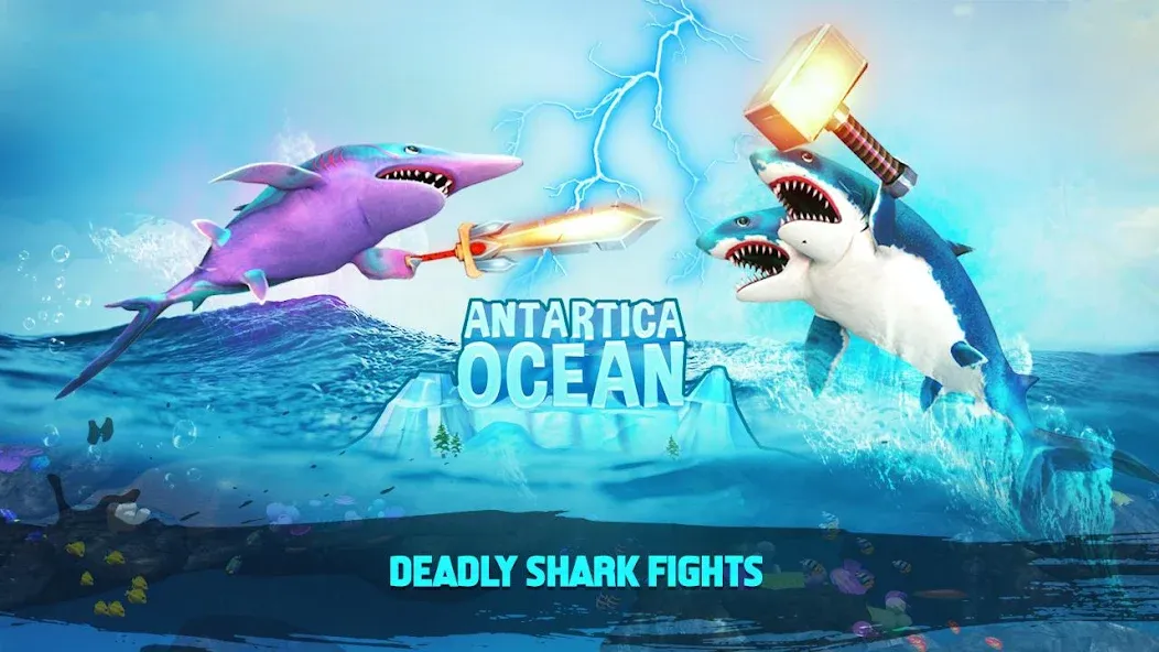 Взломанная Double Head Shark Attack PVP  [МОД Бесконечные монеты] — полная версия apk на Андроид screen 1