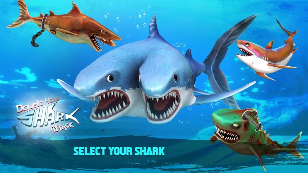 Взломанная Double Head Shark Attack PVP  [МОД Бесконечные монеты] — полная версия apk на Андроид screen 2