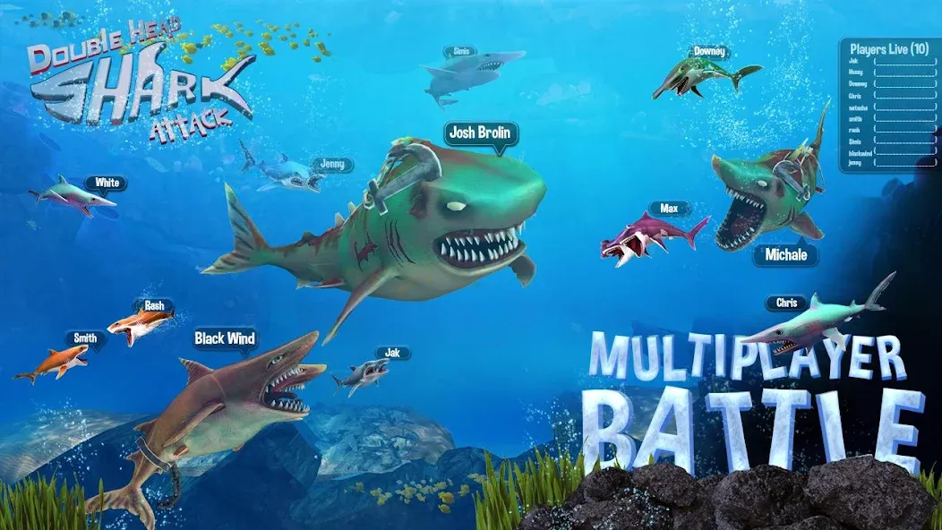 Взломанная Double Head Shark Attack PVP  [МОД Бесконечные монеты] — полная версия apk на Андроид screen 4