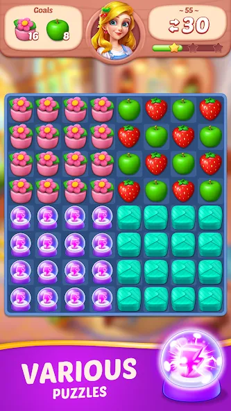 Скачать взлом Fruit Diary — Match 3 Games  [МОД Бесконечные деньги] — стабильная версия apk на Андроид screen 5