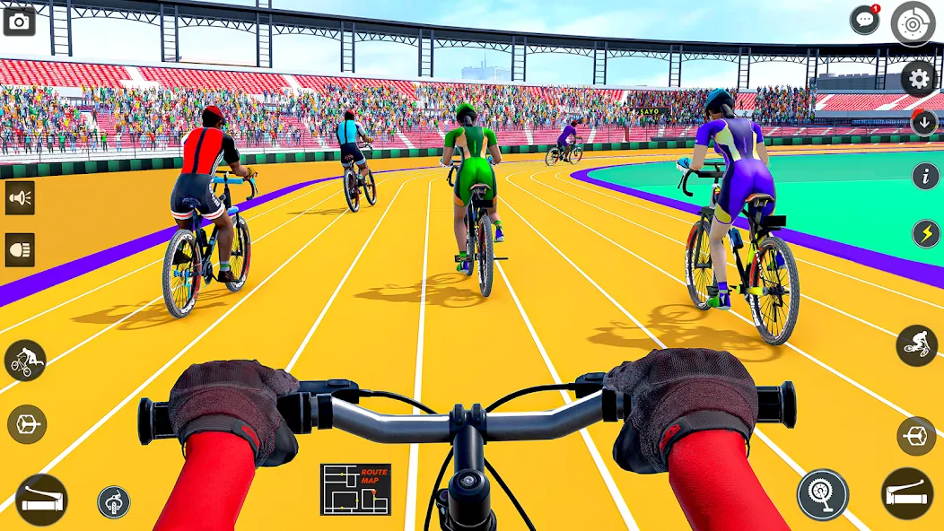 Скачать взломанную BMX Cycle Race 3d Cycle Games (гонка на велосипедах 3D игры на велосипеде)  [МОД Mega Pack] — последняя версия apk на Андроид screen 1