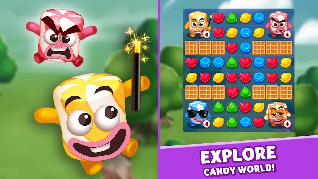 Взломанная Lollipop & Marshmallow Match3  [МОД Все открыто] — полная версия apk на Андроид screen 1