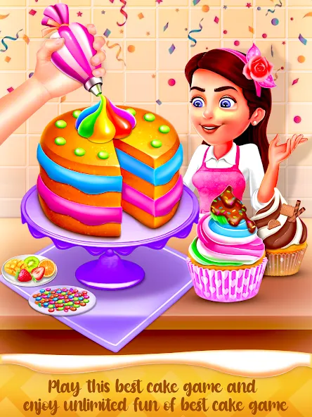 Скачать взломанную Cake Maker Cooking Cake Games (Кейк Мейкер кулинарные игры на приготовление тортов)  [МОД Бесконечные монеты] — стабильная версия apk на Андроид screen 1