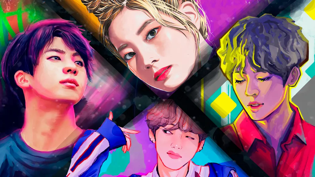 Скачать взломанную Kpop Paint by Numbers BT21  [МОД Unlimited Money] — полная версия apk на Андроид screen 2