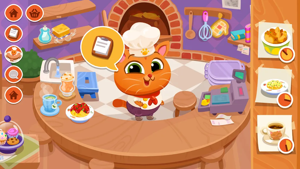 Скачать взломанную Bubbu Restaurant — My Cat Game (Буббу Ресторан)  [МОД Unlimited Money] — последняя версия apk на Андроид screen 1