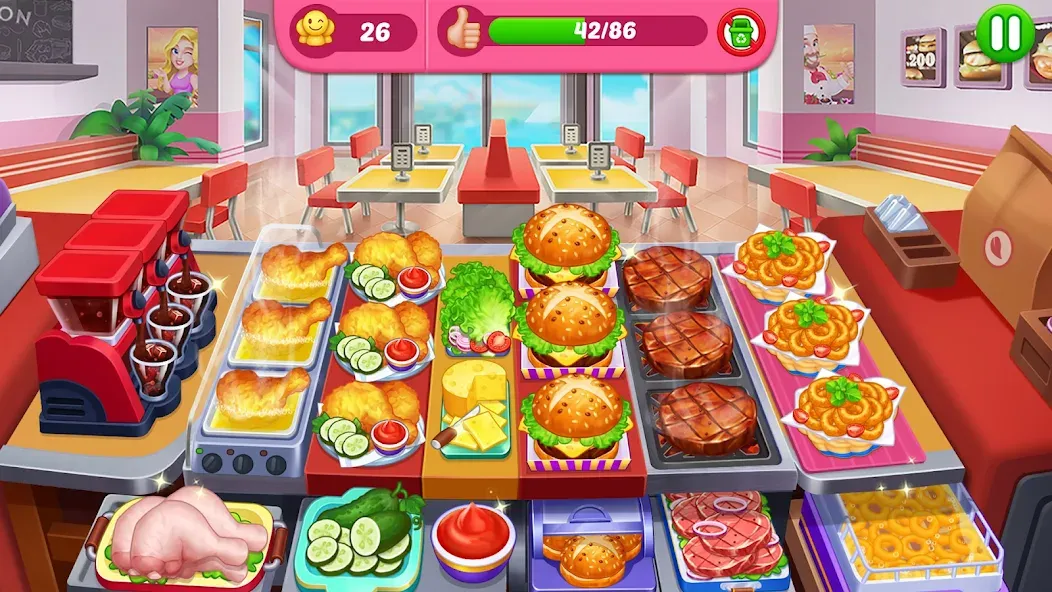 Скачать взлом Crazy Cooking Diner: Chef Game (Крейзи кукинг дайнер)  [МОД Unlocked] — полная версия apk на Андроид screen 1