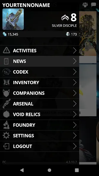 Скачать взлом Warframe Companion (Уорфрейм Компаньон)  [МОД Бесконечные монеты] — последняя версия apk на Андроид screen 1
