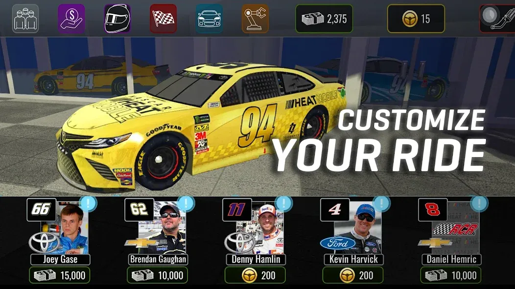 Взломанная NASCAR Heat Mobile (НАСКАР Хит Мобилай)  [МОД Все открыто] — полная версия apk на Андроид screen 2