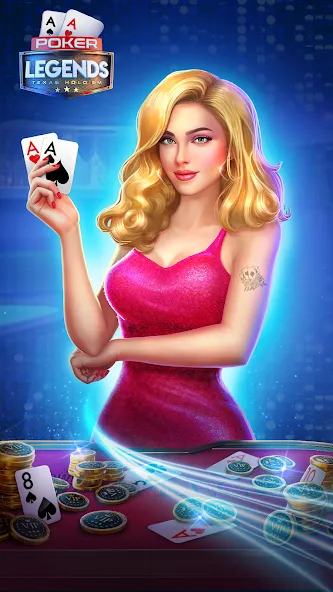 Скачать взломанную Poker Legends — Texas Hold'em (Покер Легенды)  [МОД Unlimited Money] — полная версия apk на Андроид screen 1