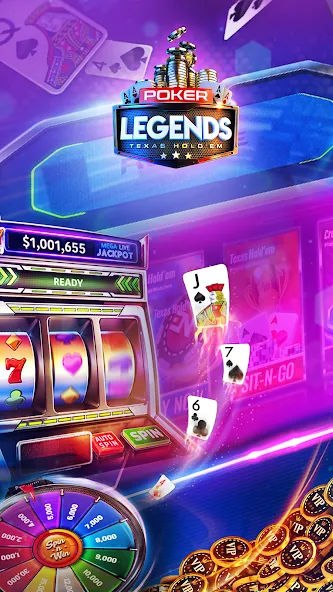 Скачать взломанную Poker Legends — Texas Hold'em (Покер Легенды)  [МОД Unlimited Money] — полная версия apk на Андроид screen 2