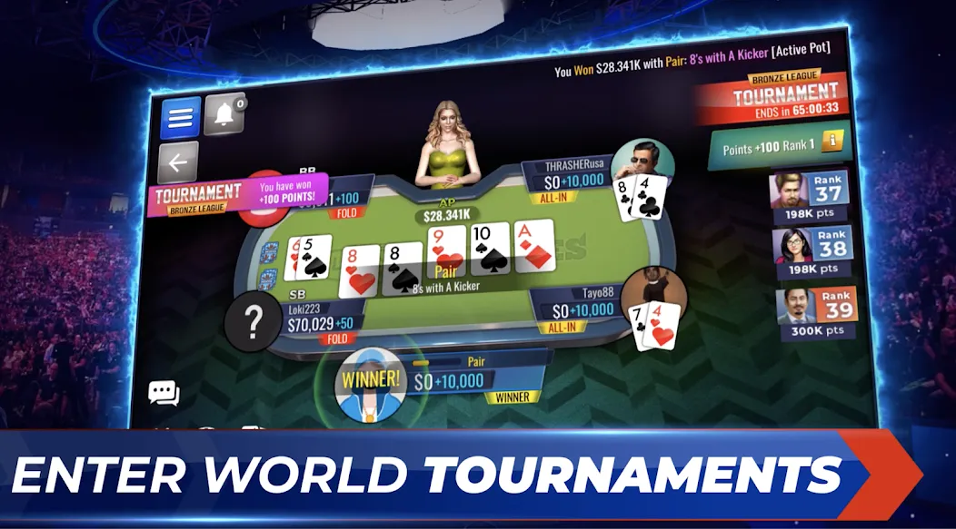 Скачать взломанную Poker Legends — Texas Hold'em (Покер Легенды)  [МОД Unlimited Money] — полная версия apk на Андроид screen 4