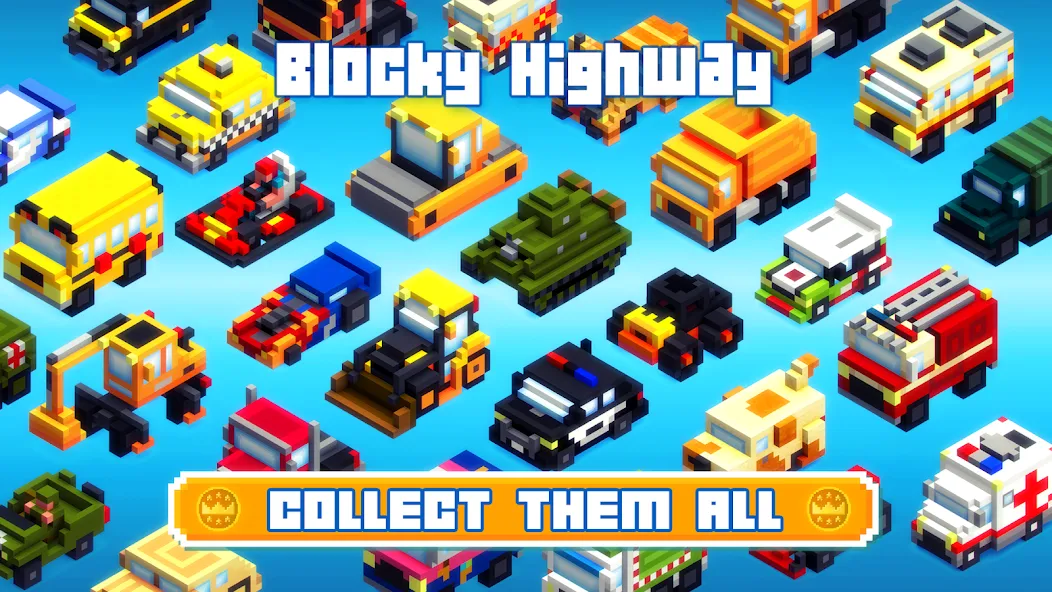 Скачать взлом Blocky Highway: Traffic Racing (Блоки Хайвей)  [МОД Бесконечные монеты] — стабильная версия apk на Андроид screen 3