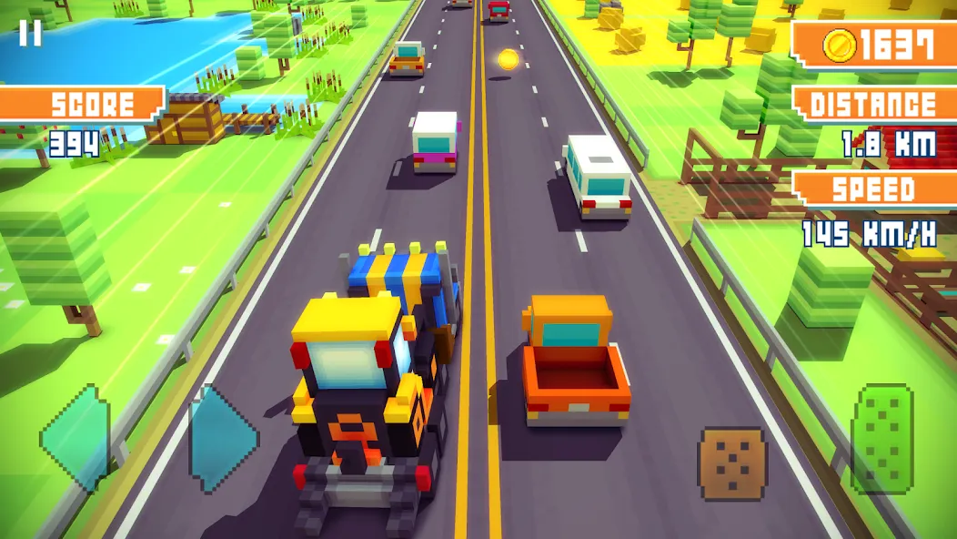 Скачать взлом Blocky Highway: Traffic Racing (Блоки Хайвей)  [МОД Бесконечные монеты] — стабильная версия apk на Андроид screen 4