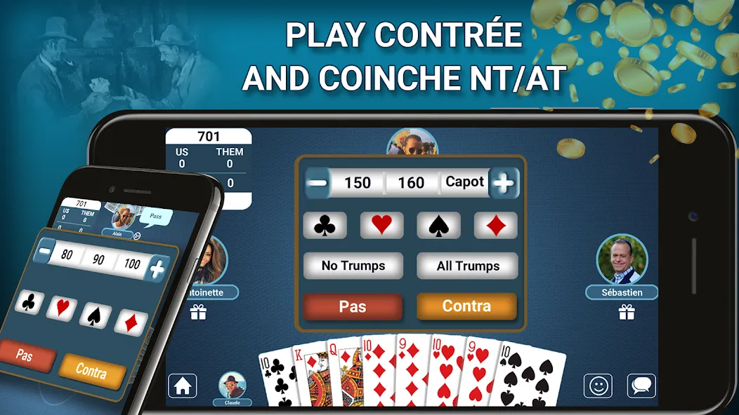 Взломанная Blot Belote Coinche Online  [МОД Unlocked] — полная версия apk на Андроид screen 2