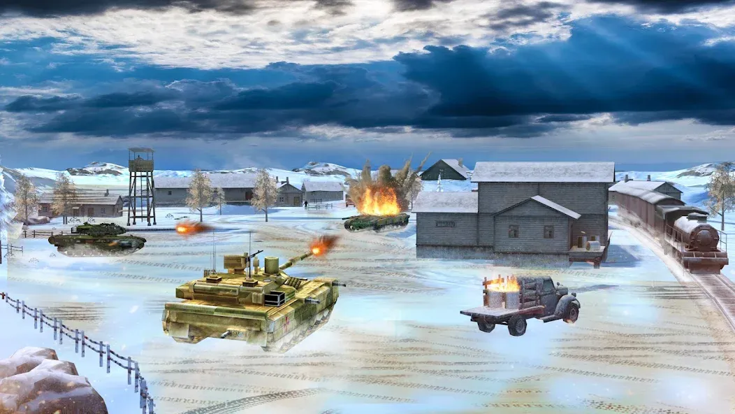 Скачать взломанную Tank Battle Army Games 2023  [МОД Все открыто] — полная версия apk на Андроид screen 1