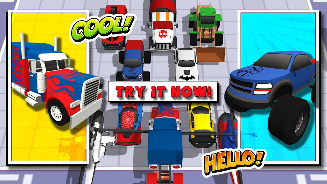 Скачать взломанную Superhero Car Merge Battle  [МОД Menu] — полная версия apk на Андроид screen 2