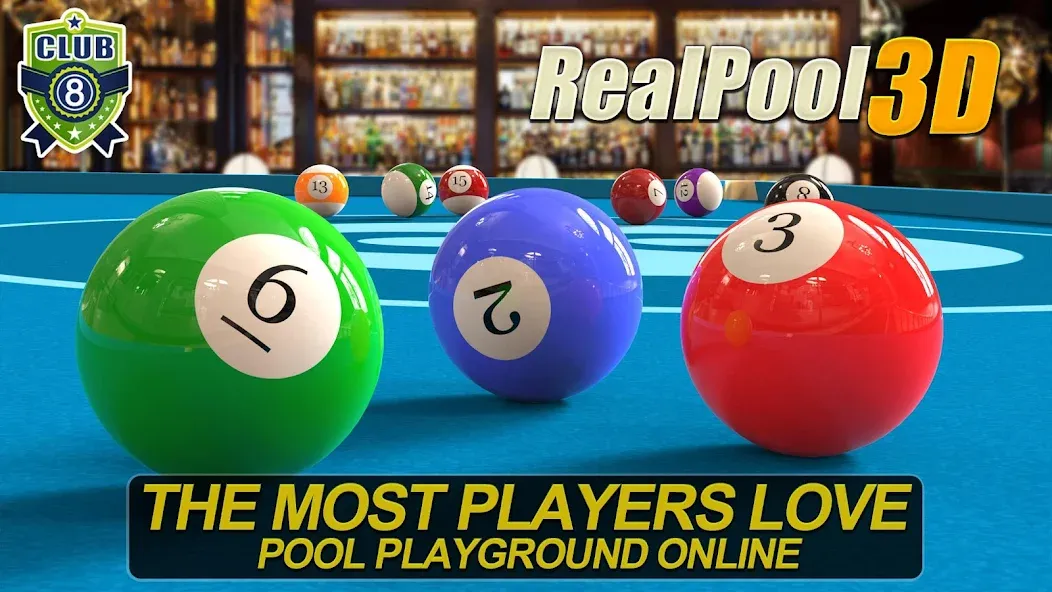 Скачать взлом Real Pool 3D Online 8Ball Game (Реал Пул 3Д Онлайн 8Бол Гейм)  [МОД Все открыто] — последняя версия apk на Андроид screen 1