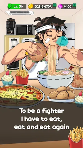 Скачать взломанную Food Fighter Clicker Games (Фуд Файтер Кликер)  [МОД Все открыто] — полная версия apk на Андроид screen 1