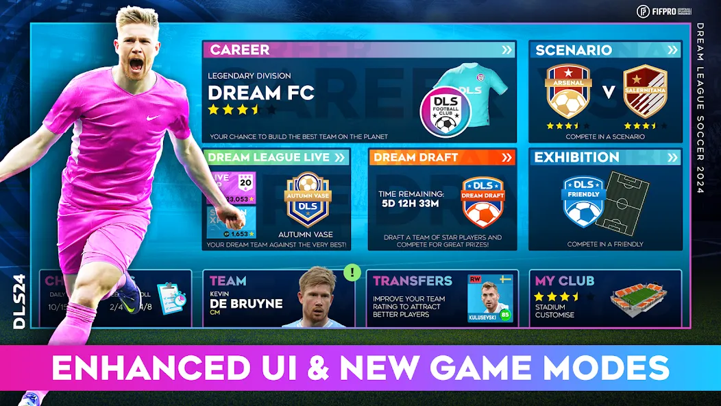 Скачать взлом Dream League Soccer 2024 (Дрим Лиг Соккер 2023)  [МОД Много денег] — полная версия apk на Андроид screen 1